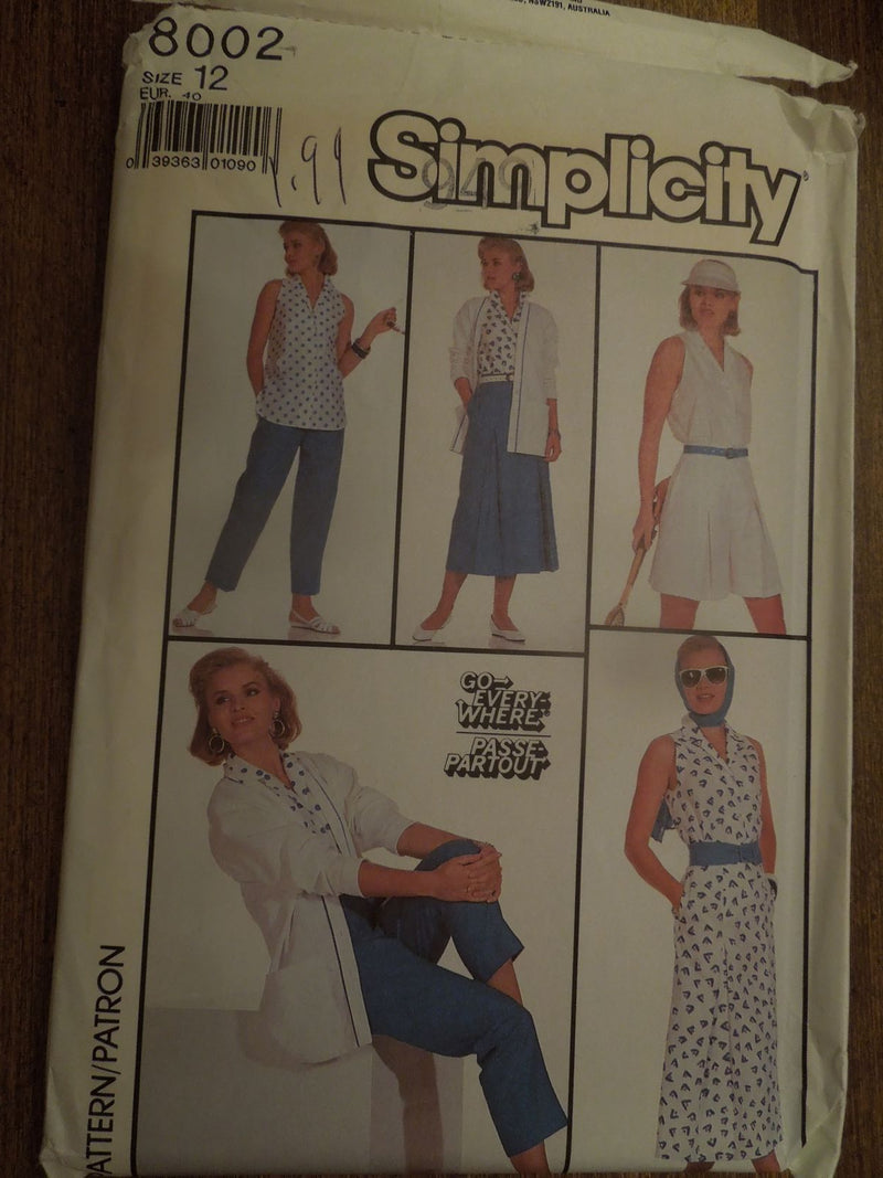 Simplicity 8002, Misses, Separates, Size 12, Uncut Sewing Pattern