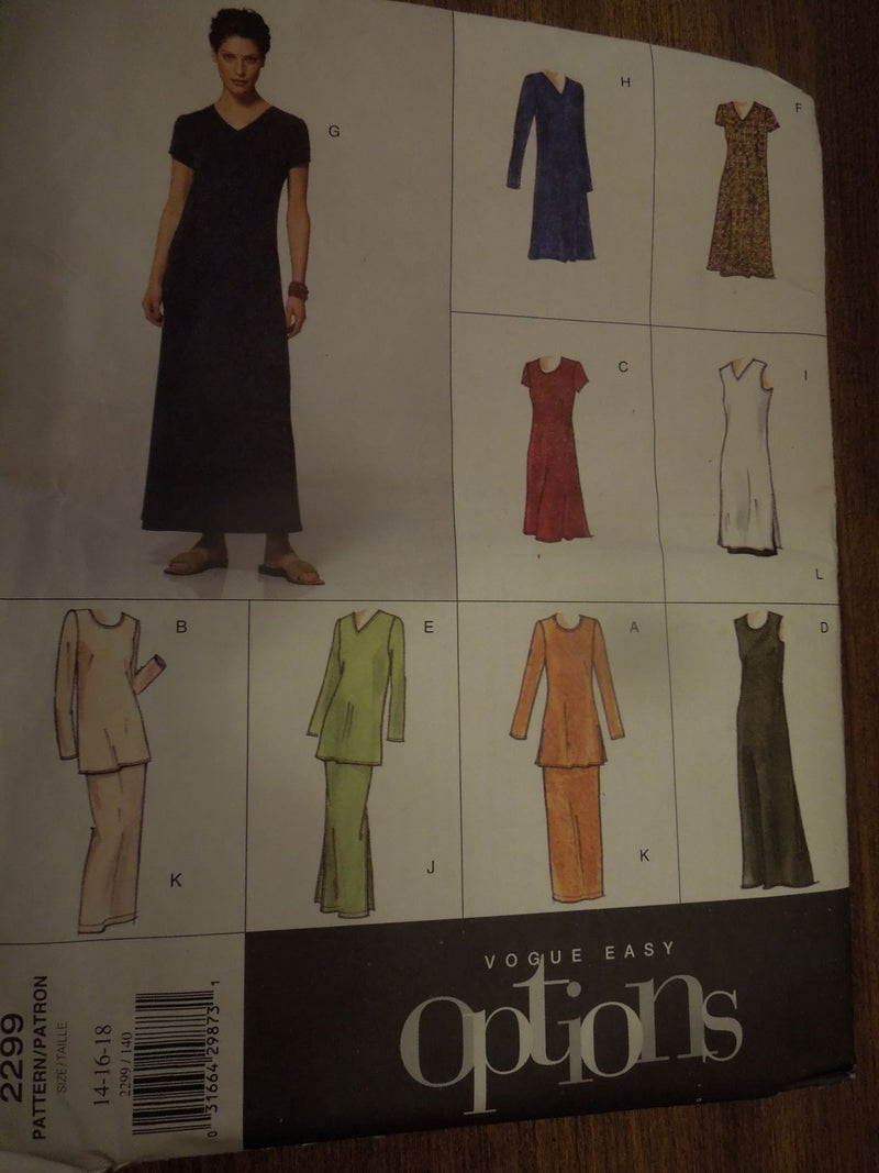 Vogue Pattern 2299 Misses/Petite Knit Dresses, Tops, Skirts (Sizes