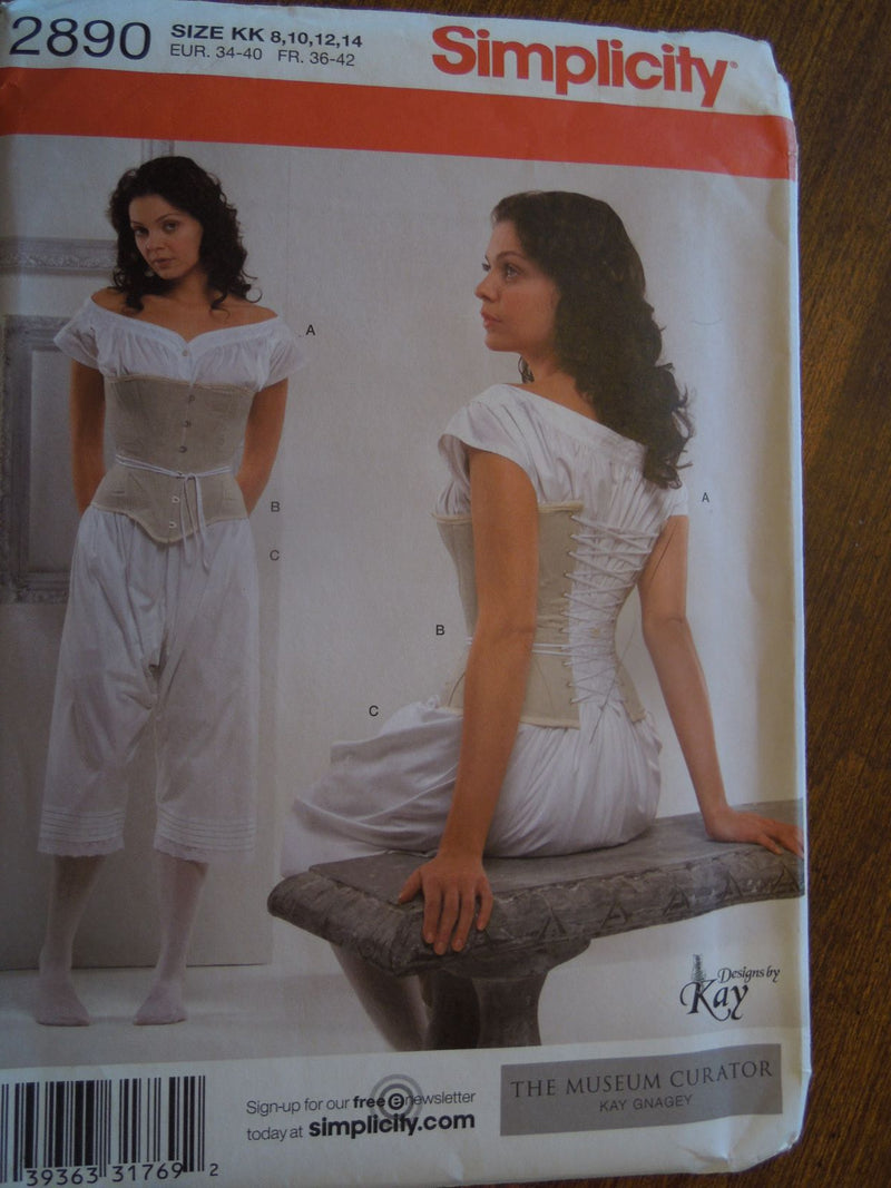Simplicity 2890, Misses, Lingerie, Undergarments, Historical Clothing, Uncut Sewing Pattern