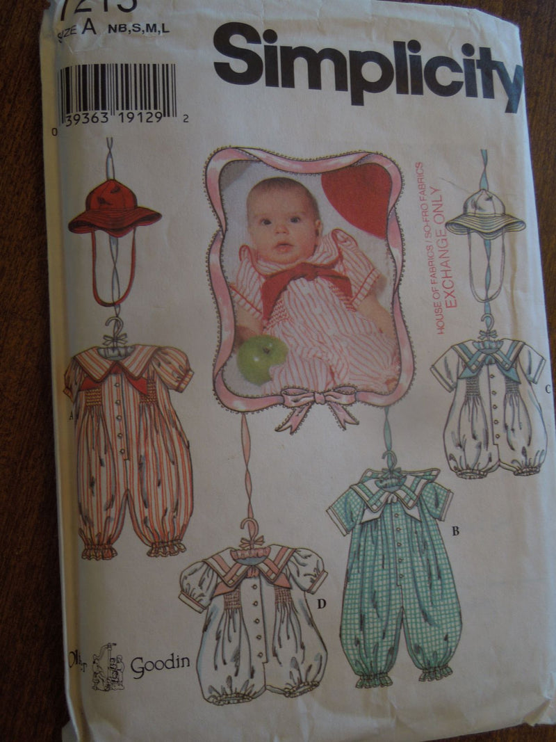 Simplicity 7215, Infants, Rompers, Uncut Sewing Pattern