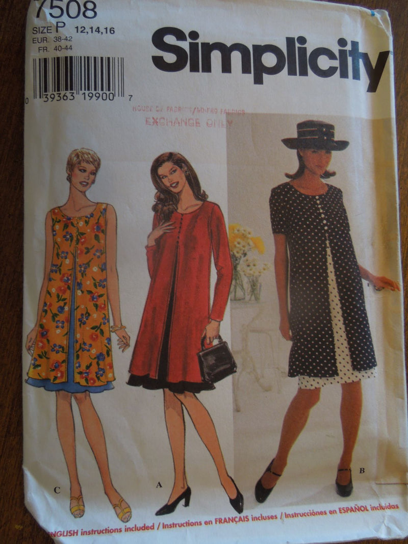 Simplicity 7508, Misses, Dresses, Petite, Uncut Sewing Pattern