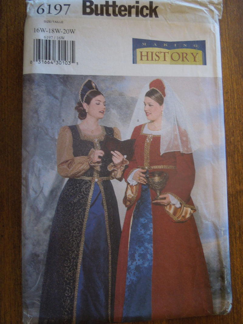 Butterick 6197, Womens, Costume, Historical, Dresses, Uncut Sewing Pattern