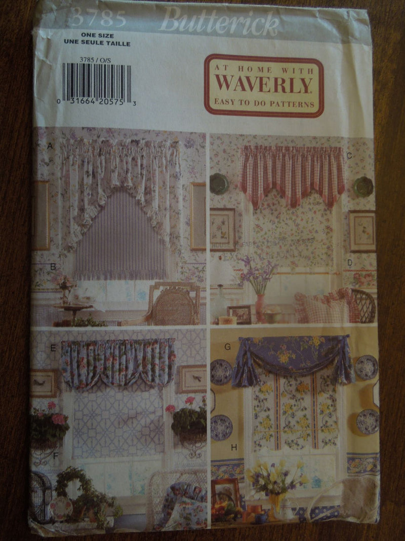 Butterick 3785, Window Treatments, Valances and Shades, Uncut Sewing Pattern