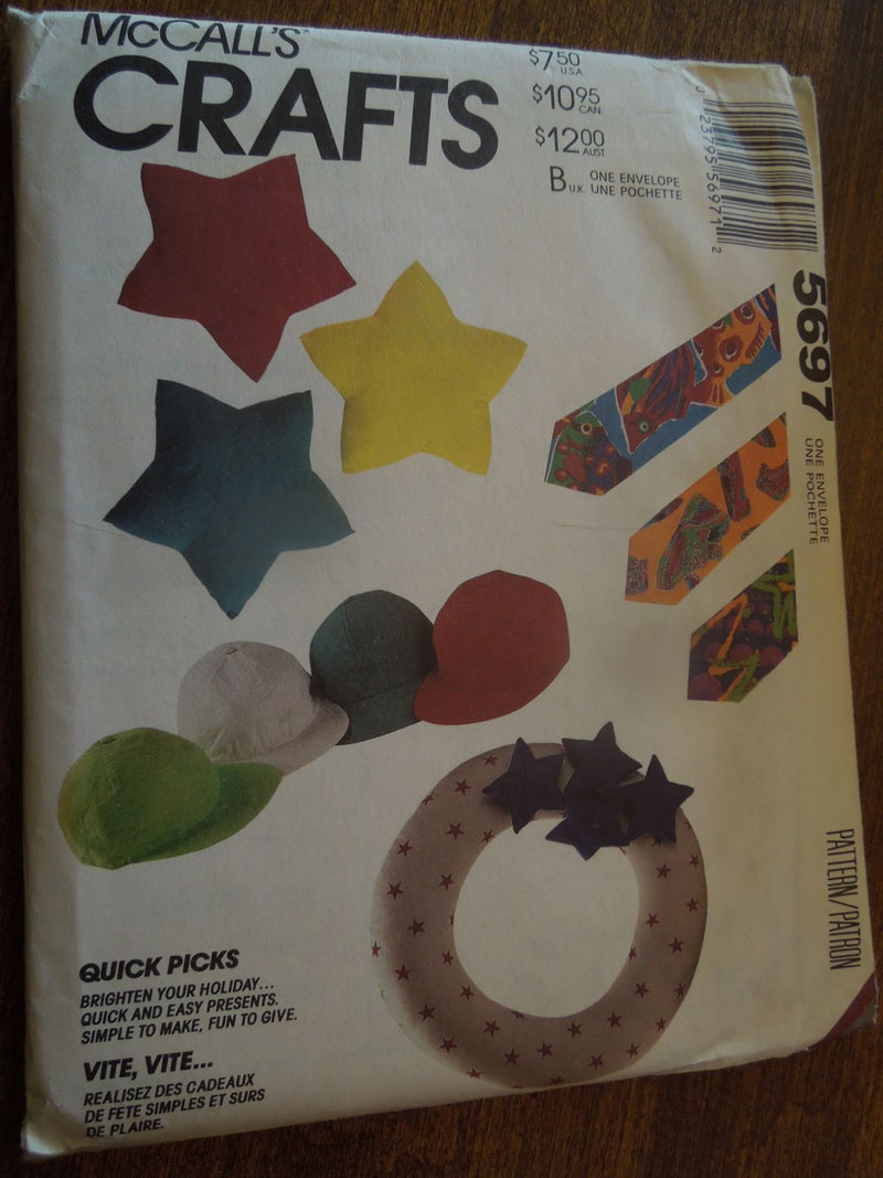 McCalls 5697, Crafts, Dog Bed, Apron, Log carrier, caps, more, Uncut Sewing Pattern