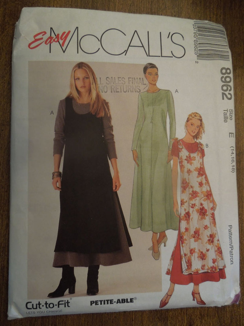 McCalls 8962, Misses Dresses, Petite-able, Uncut Sewing Pattern