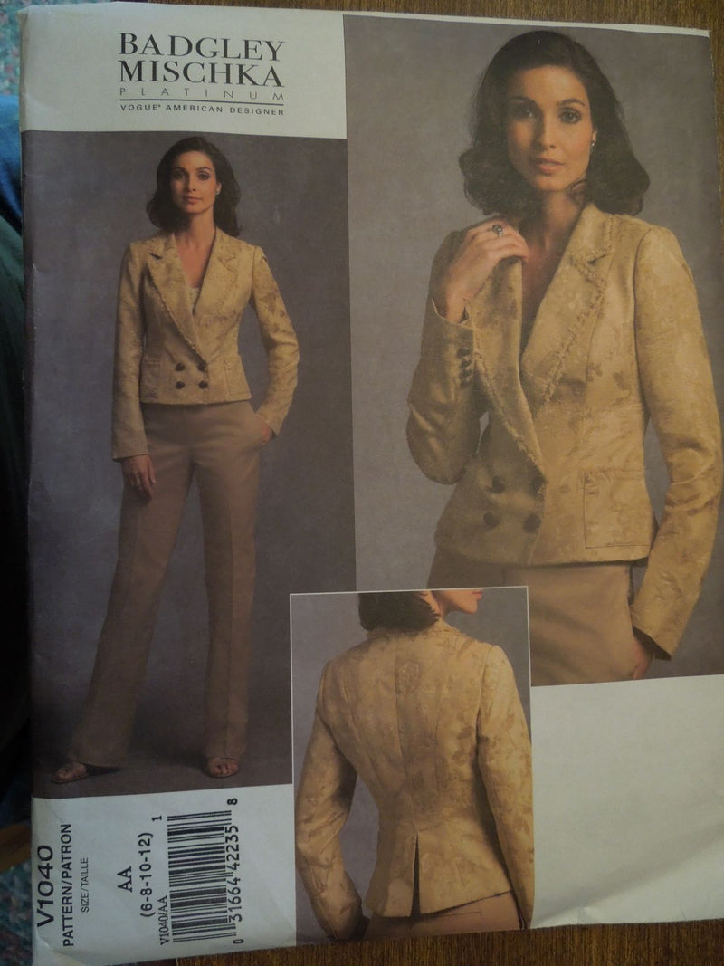 Vogue V1040, Misses Pants, Jackets, Lined, Uncut Sewing Pattern