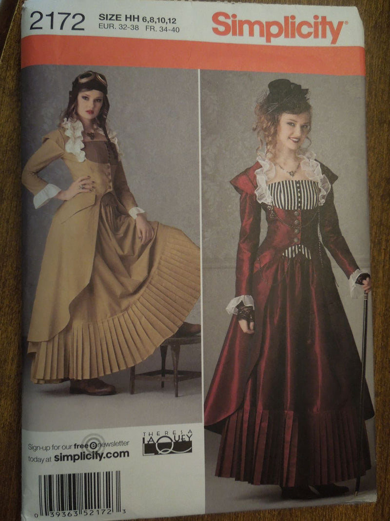 Simplicity 2172, Misses, Costumes, Historical Dresses, Uncut Sewing Pattern