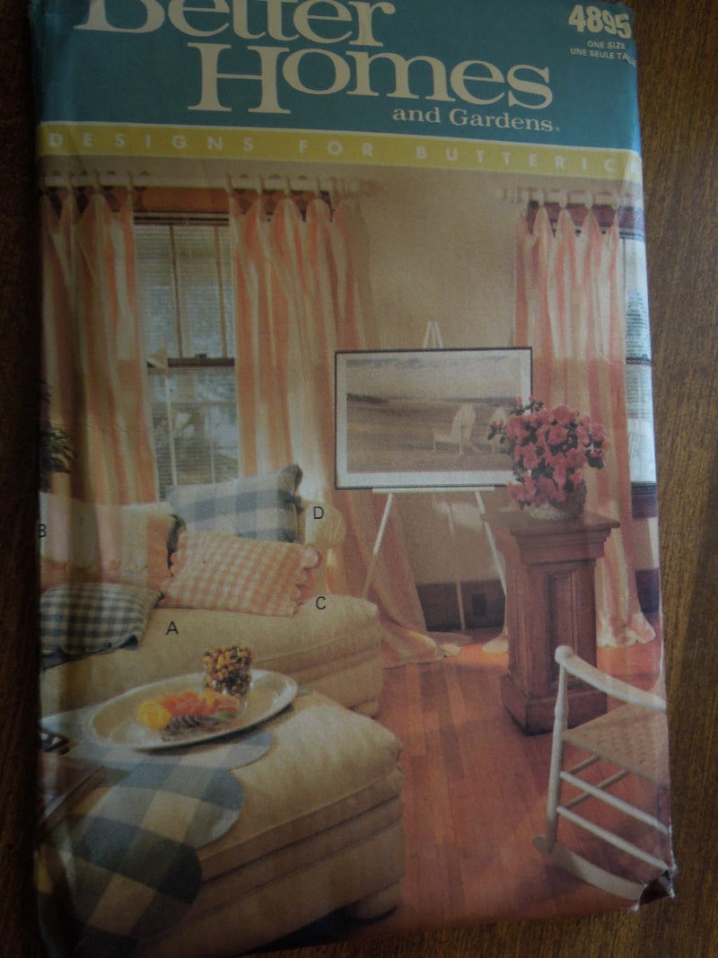 Better Homes and Gardens 4895, Pillows, table linens, window treatments, Uncut Sewing Pattern