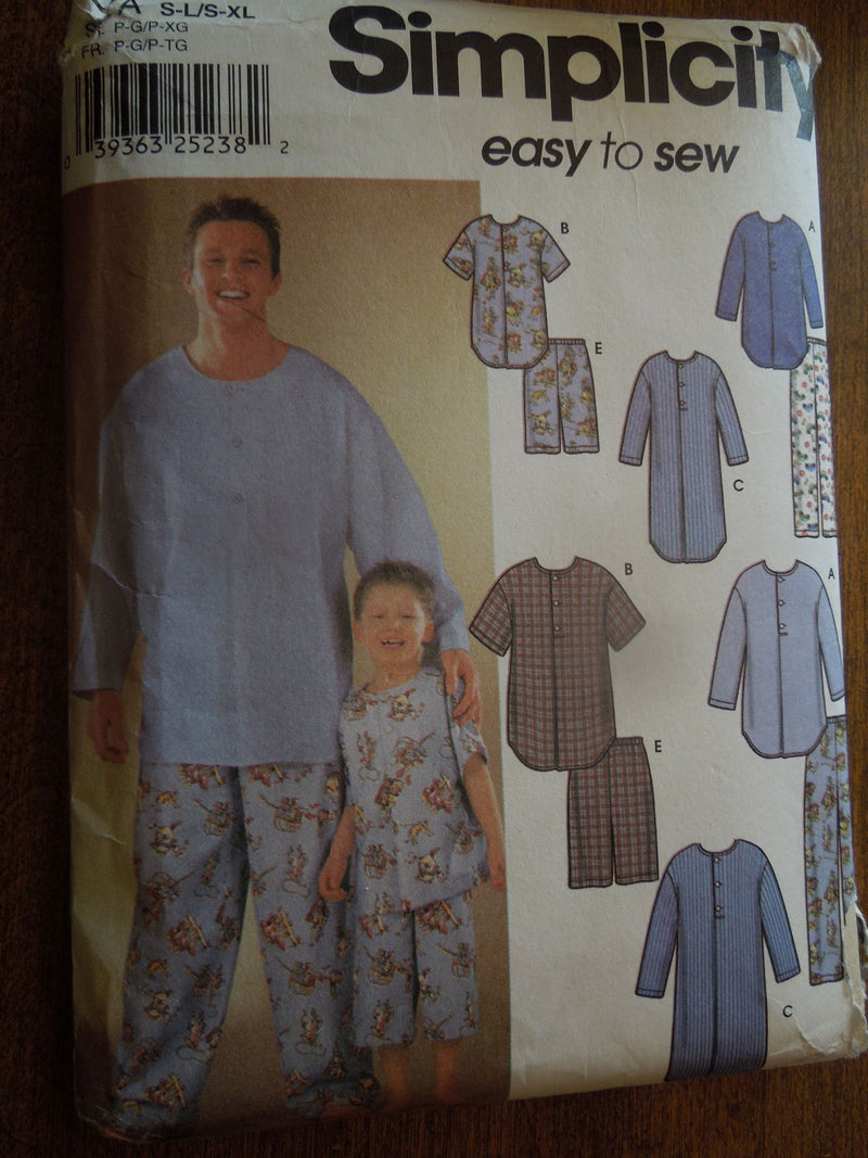 Simplicity 9900, Mens, Boys, Sleepwear, Pajamas, Uncut Sewing Pattern