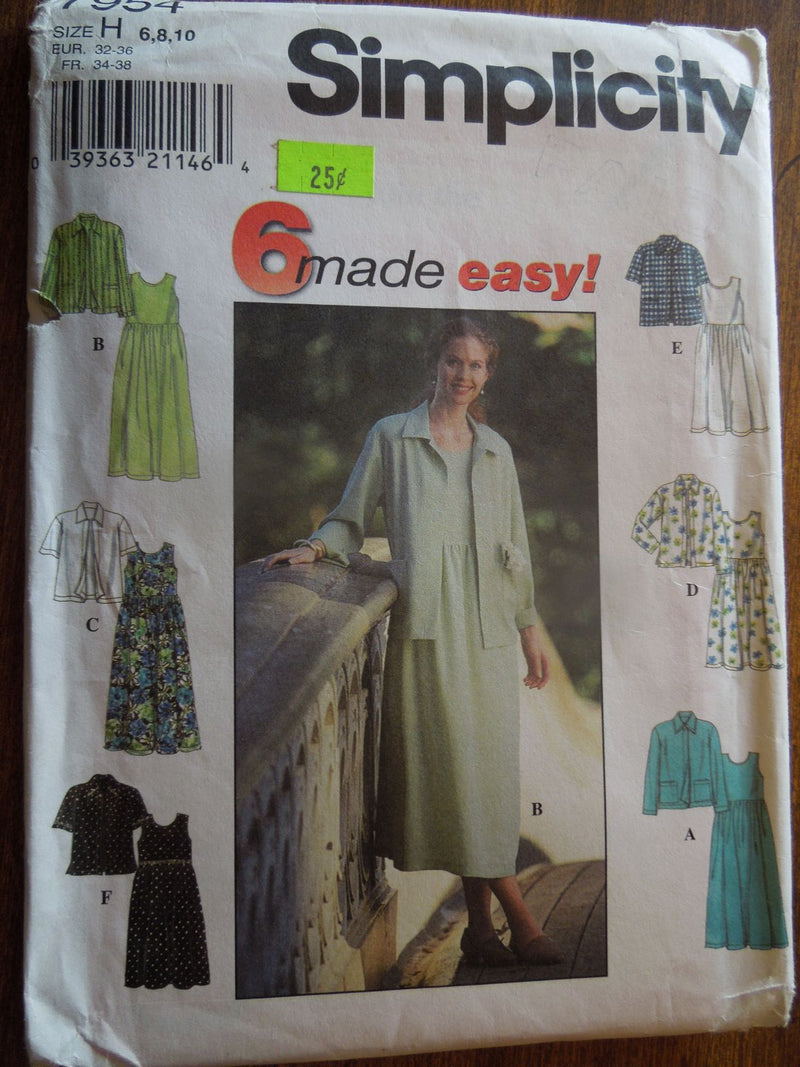 Simplicity 7954, Misses, Dresses, Jackets, Uncut Sewing Pattern