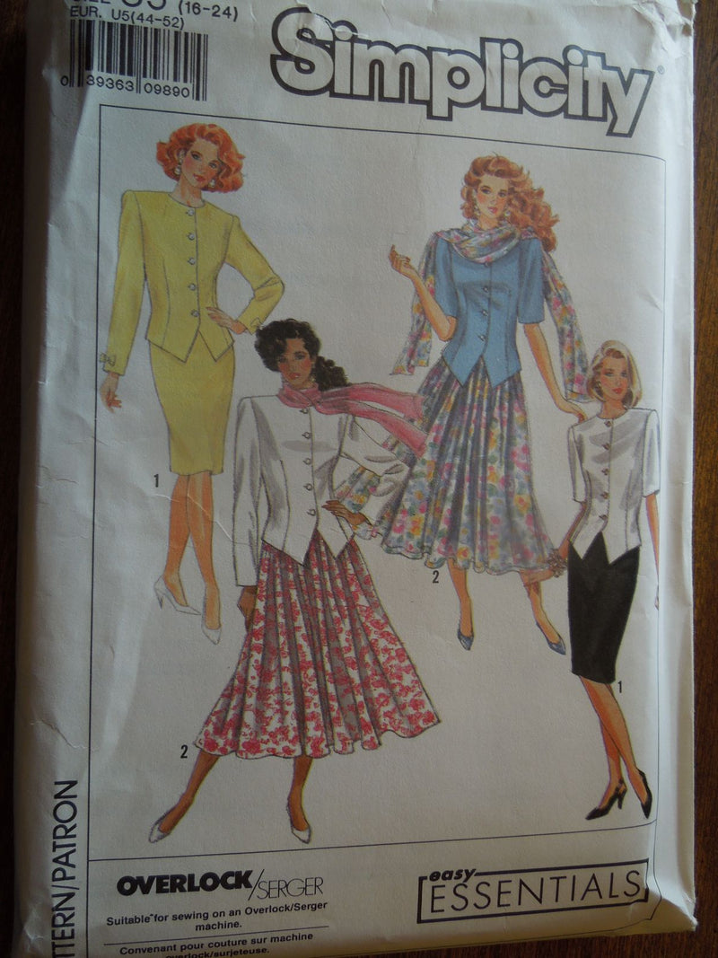 Simplicity 9517, Misses, Skirts, Jackets, Scarf, Uncut Sewing Pattern