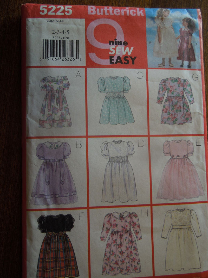 Butterick 5225, Girls, Dresses, Uncut Sewing Pattern