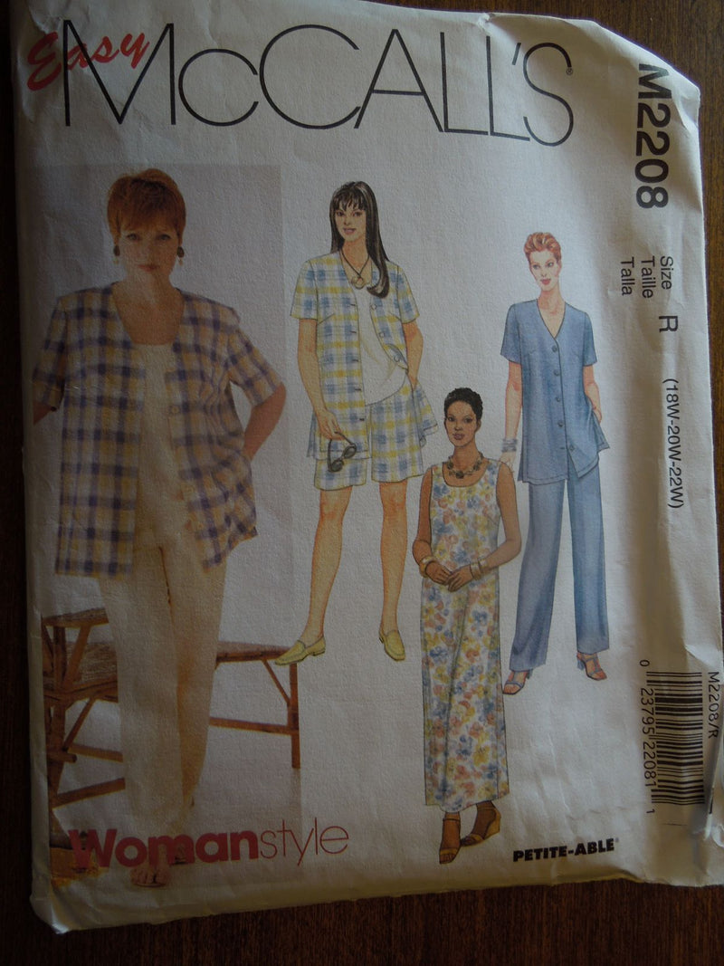 McCalls M2208, Womens Separates, Petite-able, Uncut Sewing Pattern