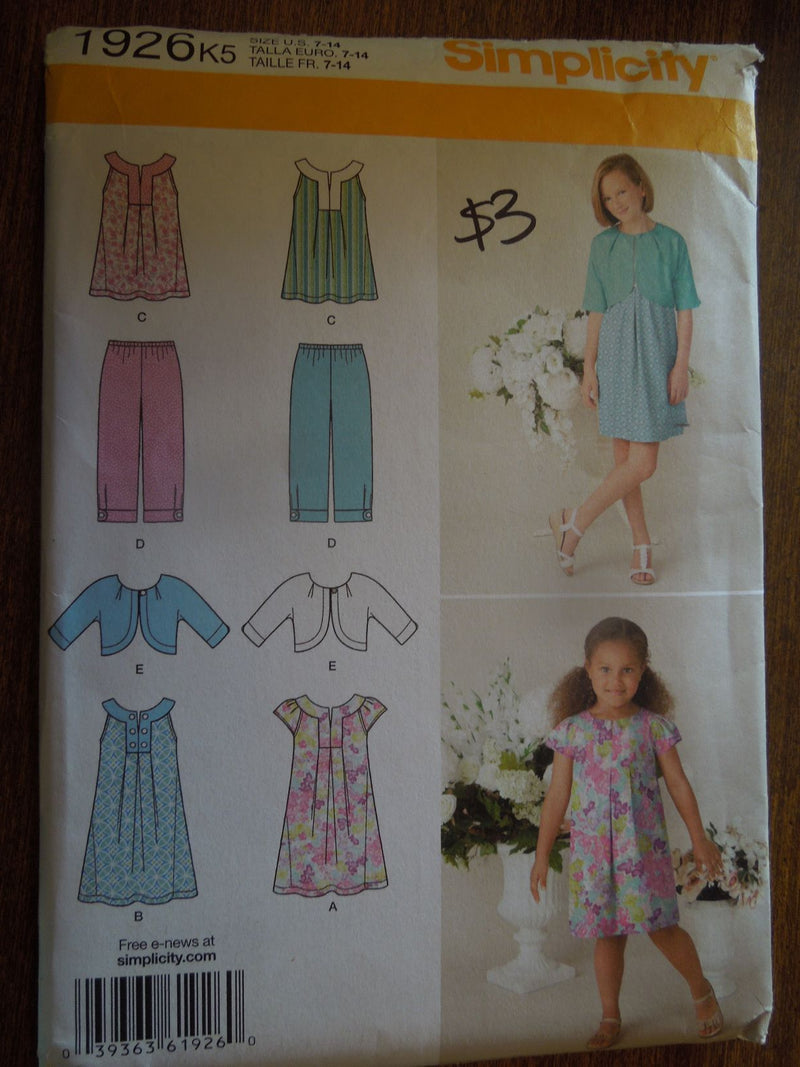 Simplicity 1926, Girls, Separates, Uncut Sewing Pattern