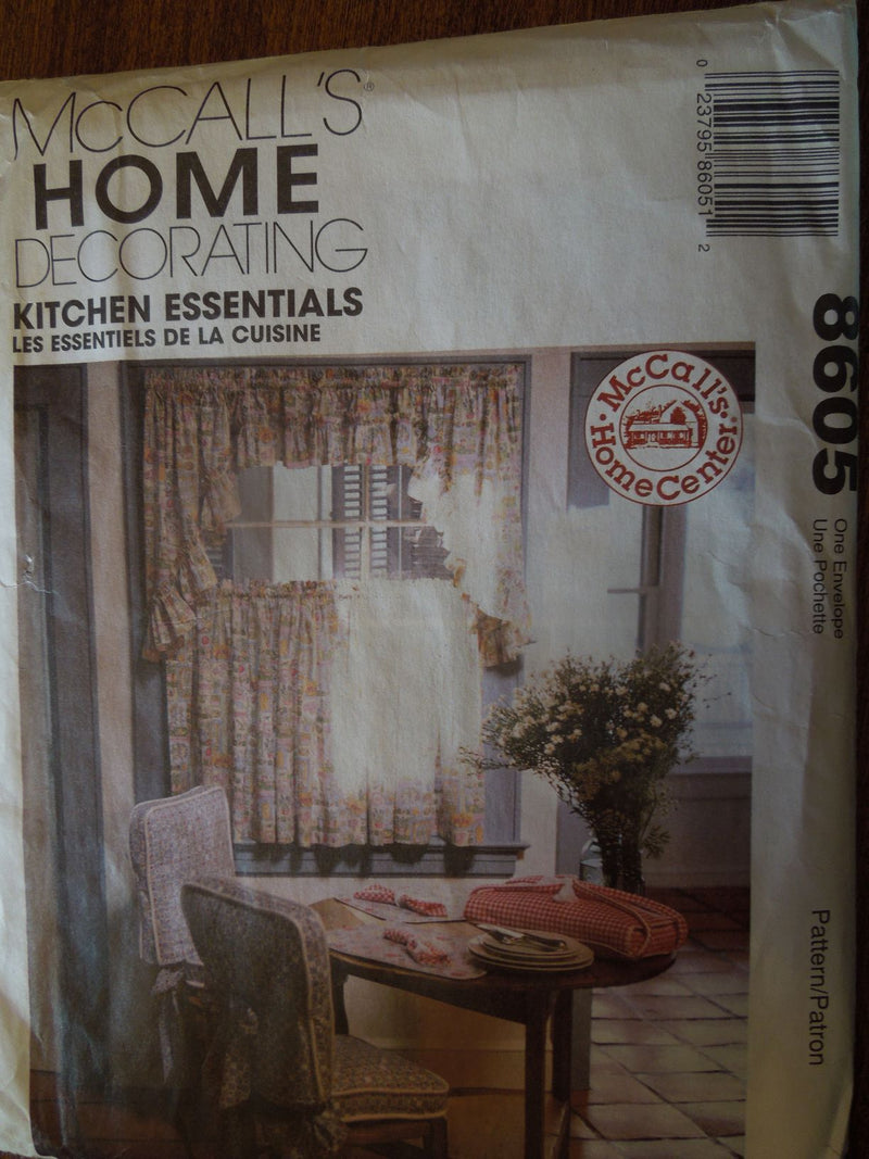 McCalls 8605, Table Linens, Chair Cushions, More, Uncut Sewing Pattern