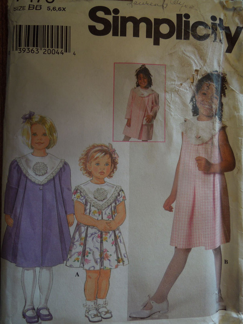 Simplicity 7475, Girls, Dresses, Coats, Uncut Sewing Pattern