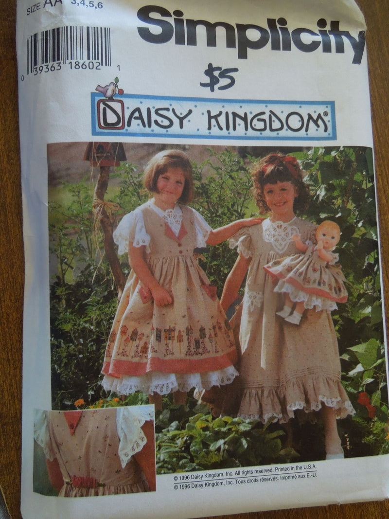 Simplicity 7029, Girls, Dresses, Doll Clothing, Uncut Sewing Pattern