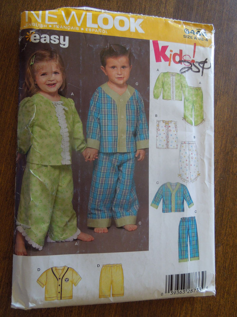 Simplicity, New Look 6446, Childrens, Sleepwear, Pajamas, Uncut Sewing Pattern