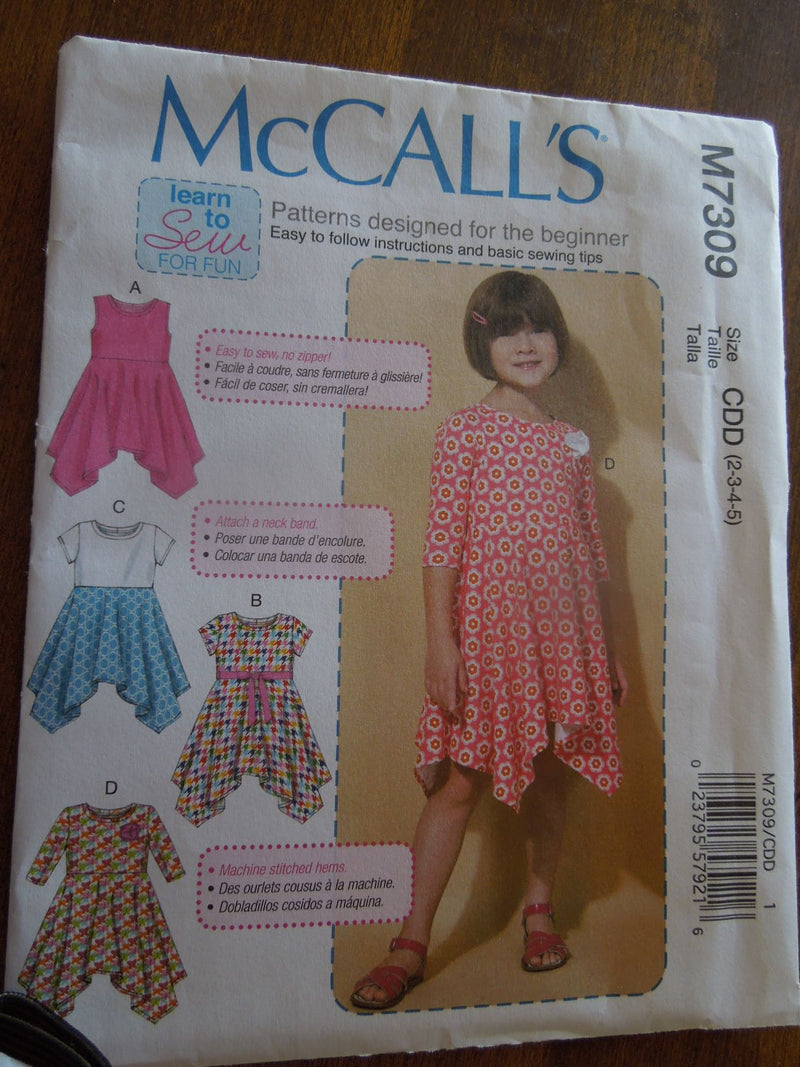 McCalls M7309, Girls, Dresses, Uncut Sewing Pattern