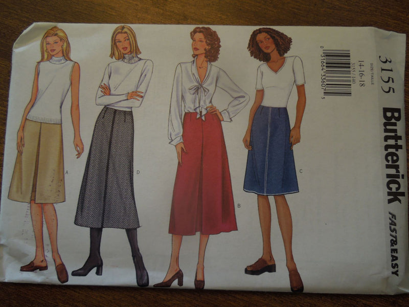 Butterick 3155, Misses, Skirts, Petite, Uncut Sewing Pattern
