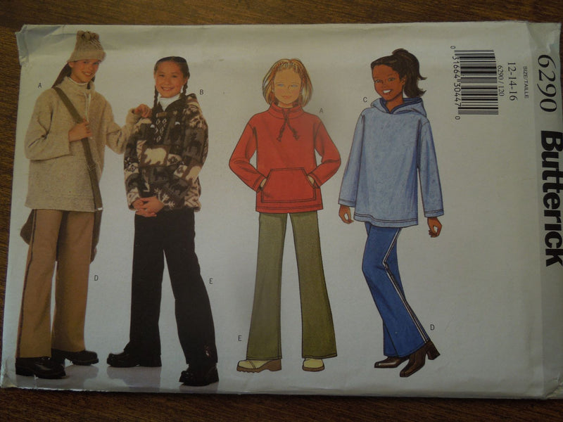 Butterick 6290, Girls, Tops, Pants, Uncut Sewing Pattern