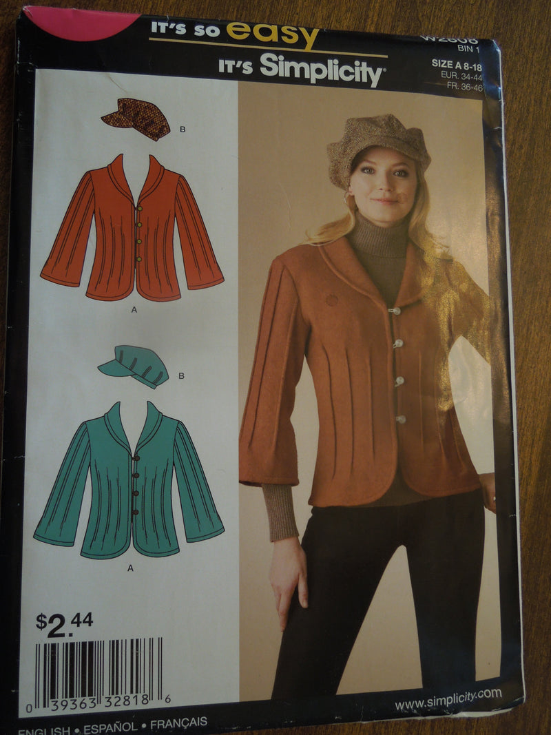 Simplicity W2808, Misses, Jackets, Hats, Uncut Sewing Pattern