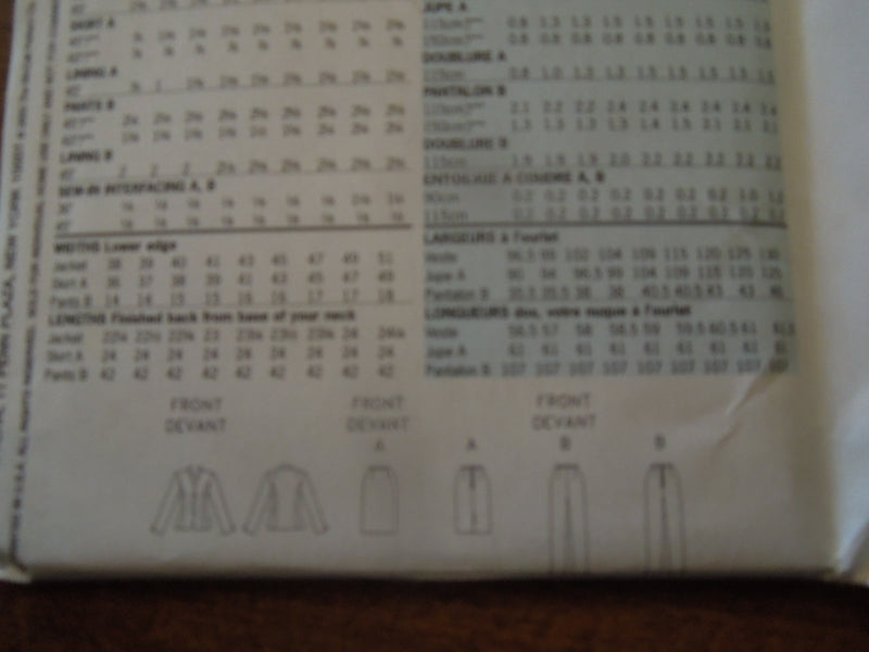 Butterick 3917, Misses, Jackets, Skirts, Pants, Uncut Sewing Pattern