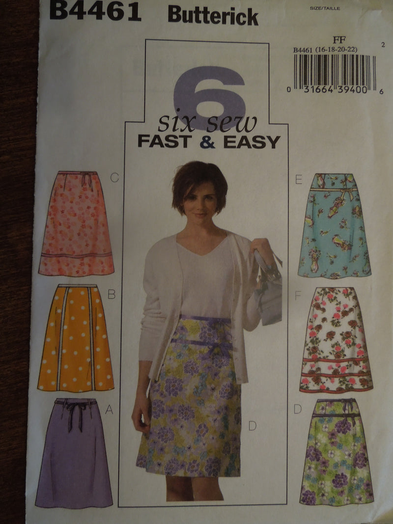 Butterick B4461, Misses, Skirts, Uncut Sewing Pattern, Sz Varies