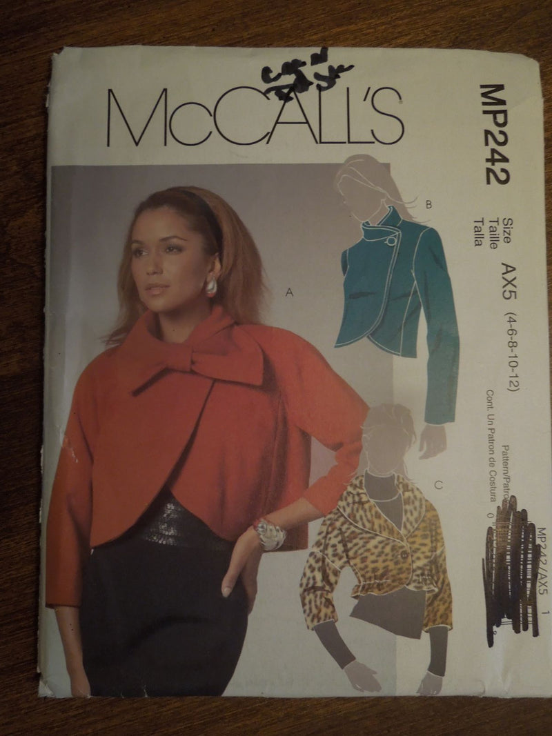 McCalls MP242, Misses, Jackets, Lined, Uncut Sewing Pattern