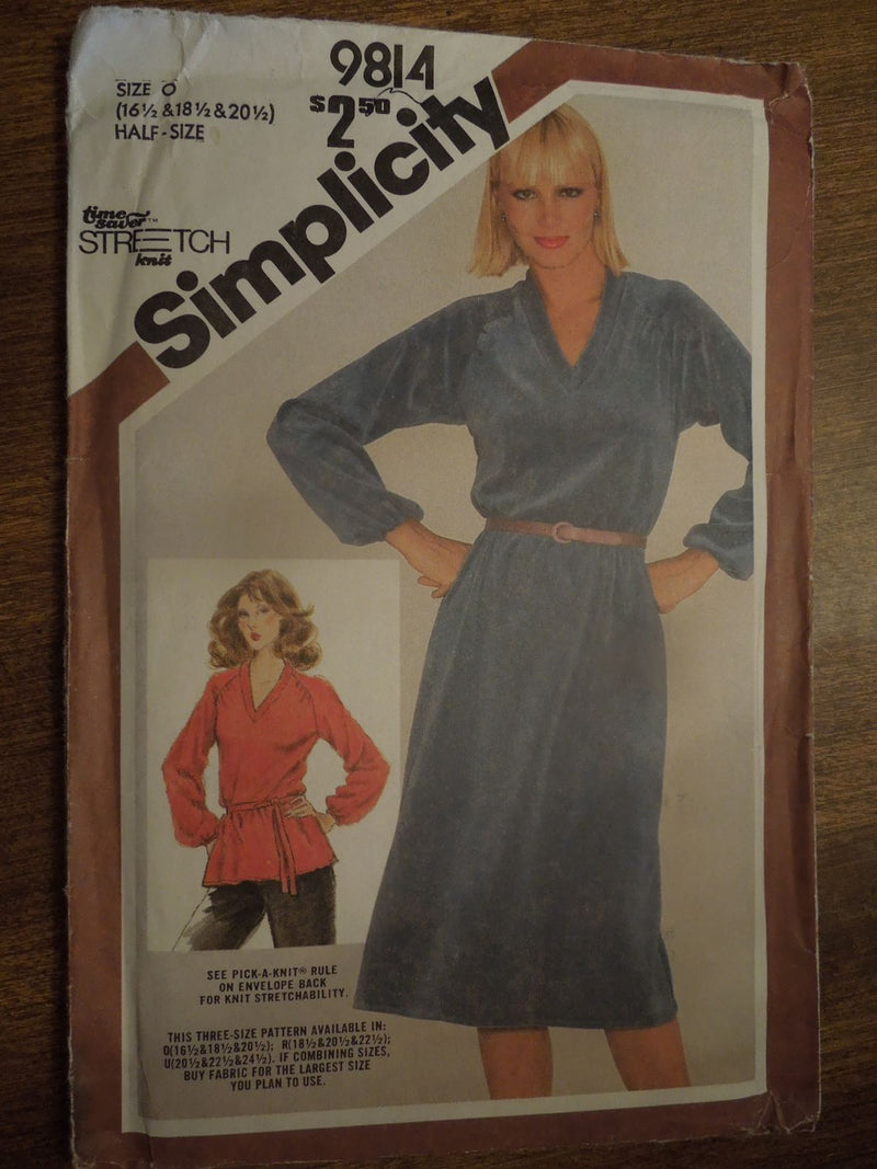 Simplicity 9814, Misses, Tops, Dresses, Knits, Uncut Sewing Pattern