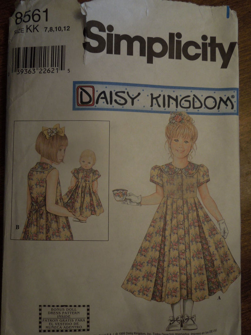 Simplicity 8561, Daisy Kingdom, Girls, Dresses, Doll Clothing, Uncut Sewing Pattern