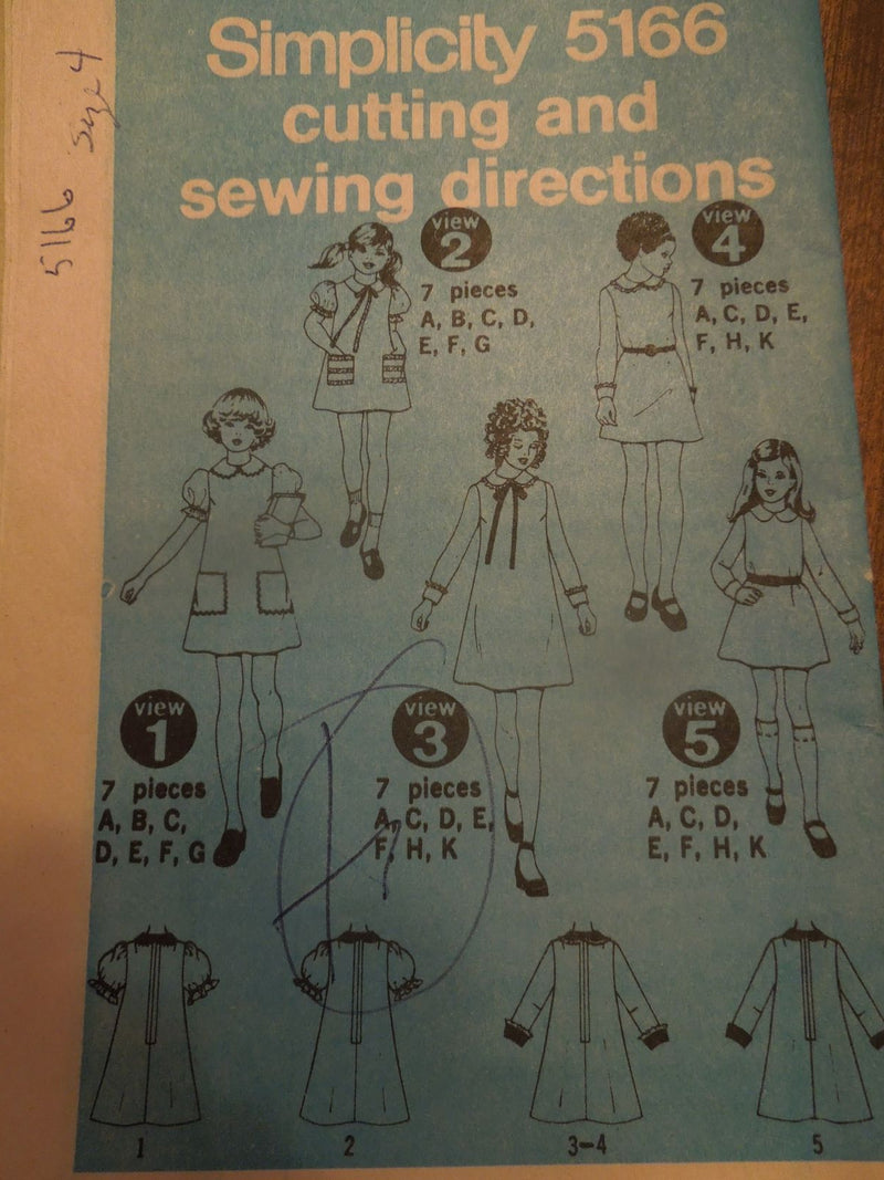 Simplicity 5166, Girls, Dresses, Uncut Sewing Pattern