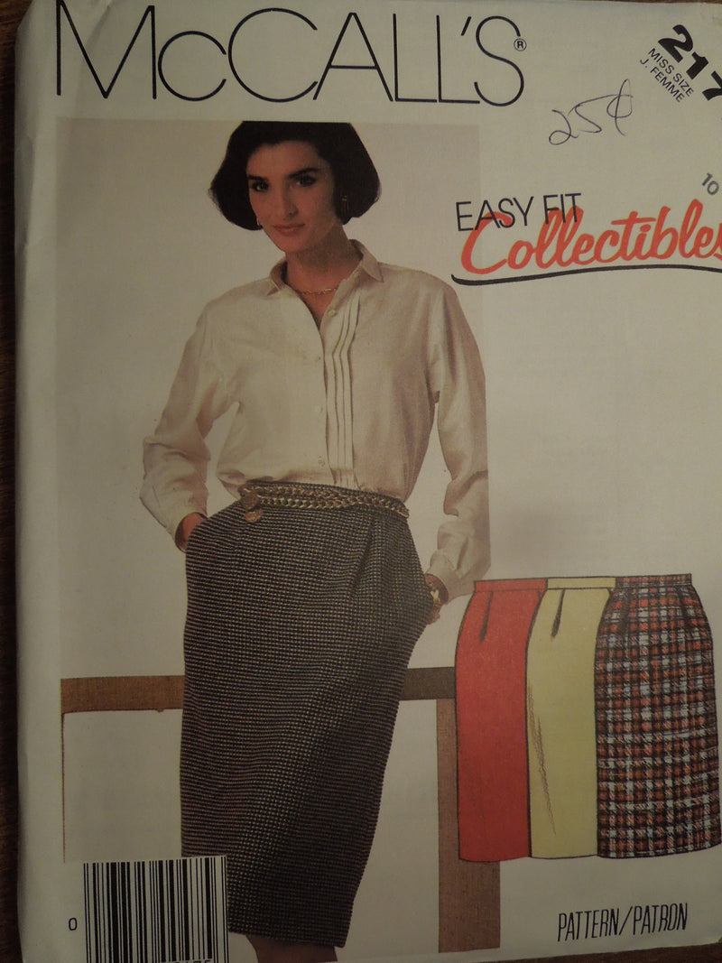 McCalls 2177, Misses, Skirts, Lined, Uncut Sewing Pattern