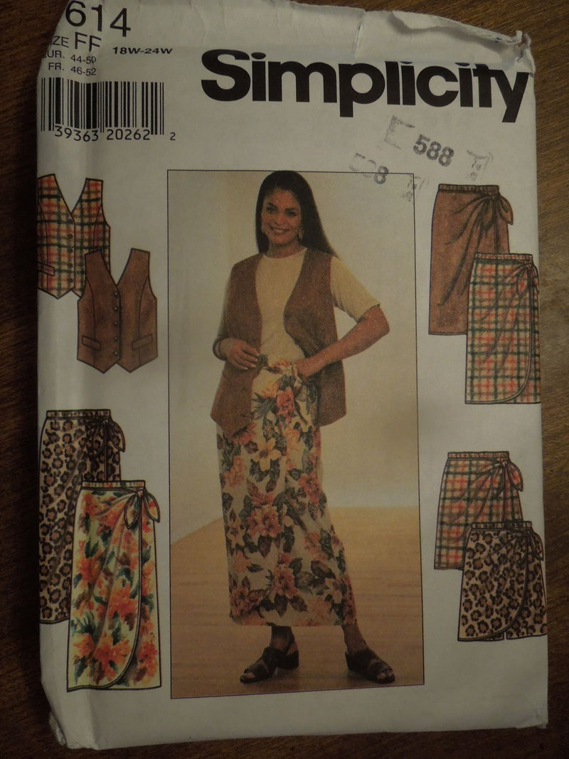 Simplicity 7614, Womens, Skirts, Vests, Shorts, Uncut Sewing Pattern, Plus Sizes
