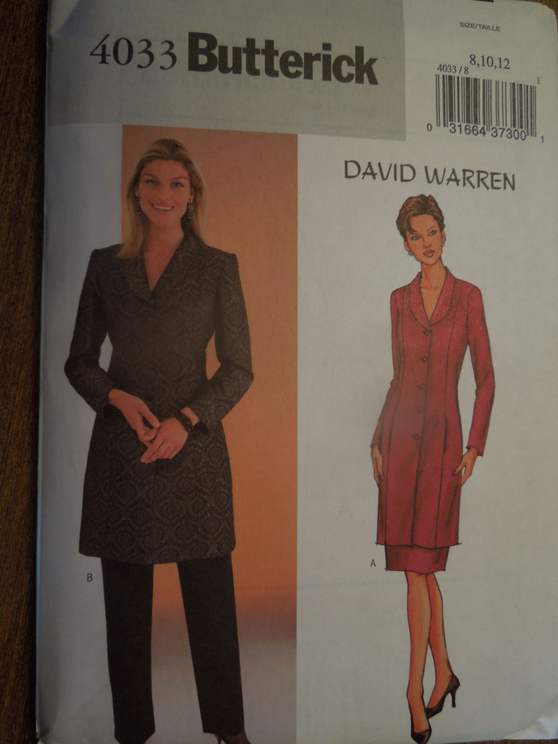 Butterick 4033, Misses Pants, Lined Jacket and Skirt, Uncut Sewing Pattern, Sz Varies