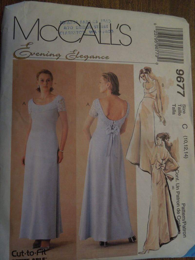 McCalls 9677, Misses Evening Wear, Formals, Uncut Sewing Pattern