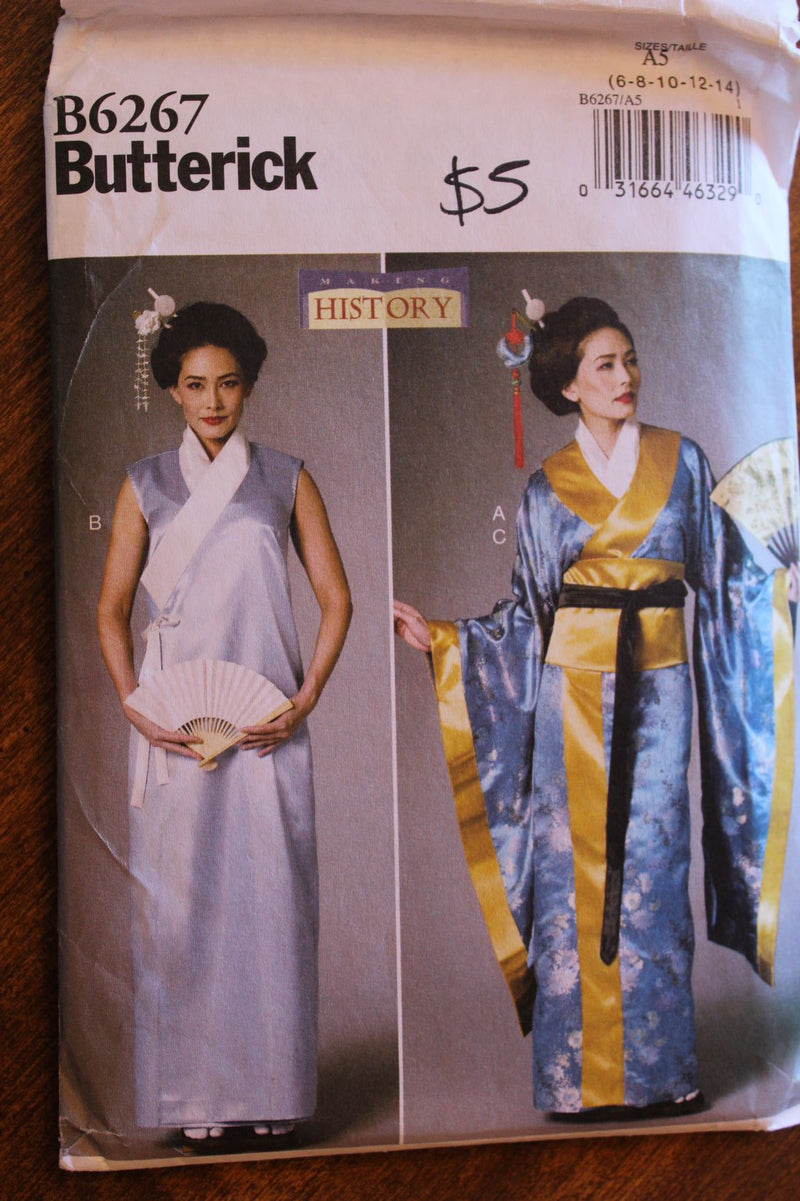Butterick B6267, Misses Kimono,  Obi, Historical Costume, Uncut Sewing Pattern