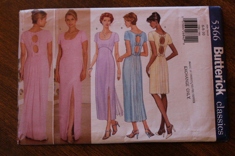 Butterick 5366, Misses Dresses, Evening Wear, Petite, Uncut Sewing Pattern