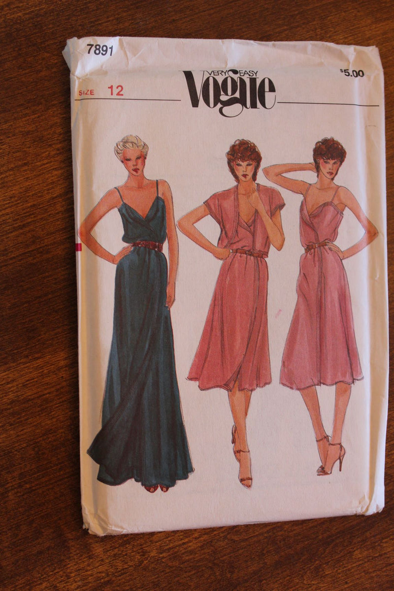 Vogue 7891, Misses Dresses, Evening Wear, Jacket, Uncut Sewing Pattern