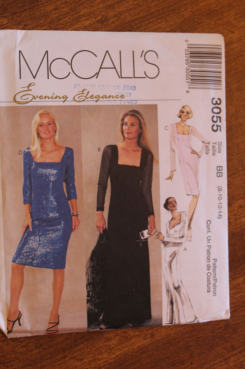McCalls 3055, Misses Dresses, Evening Wear, Uncut Sewing Pattern