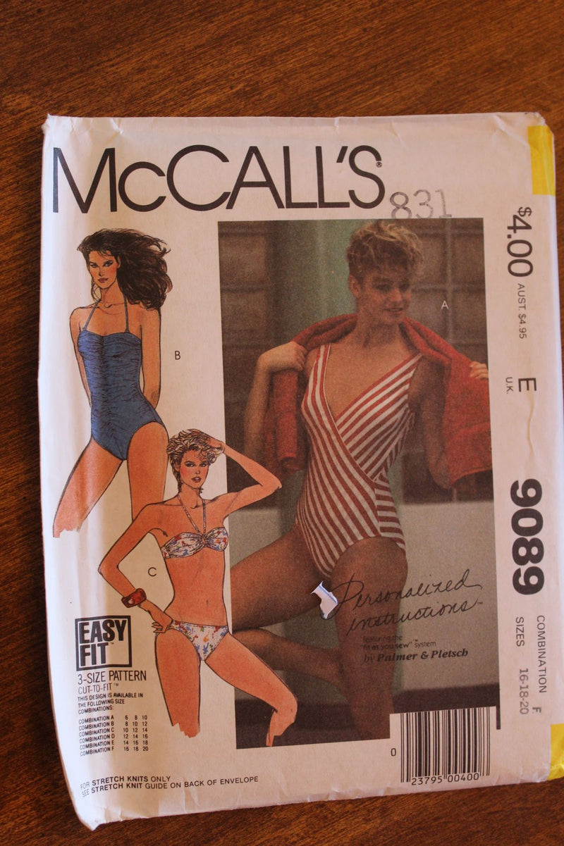 McCalls 9089, Misses Swimsuits, Uncut Sewing Pattern, Sz Varies