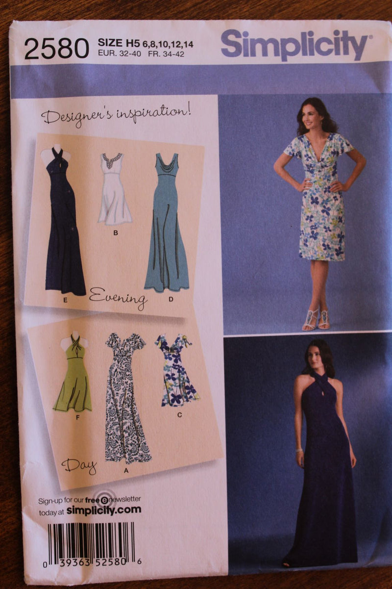 Simplicity 2580, Misses Dresses, Evening Wear, Knit Dresses, Uncut Sewing Pattern