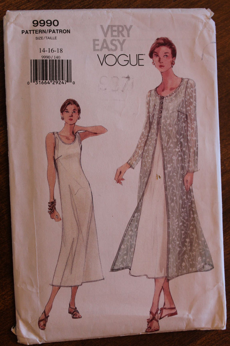 Vogue 9990, Misses Dresses with Jacket, Uncut Sewing Pattern, Sz