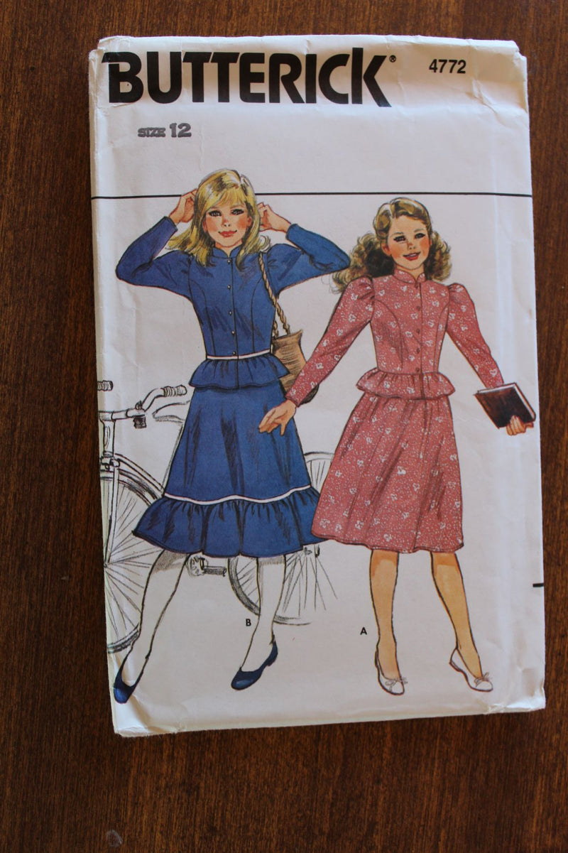 Butterick 4772, Girls Tops and Skirts, Uncut Sewing Pattern