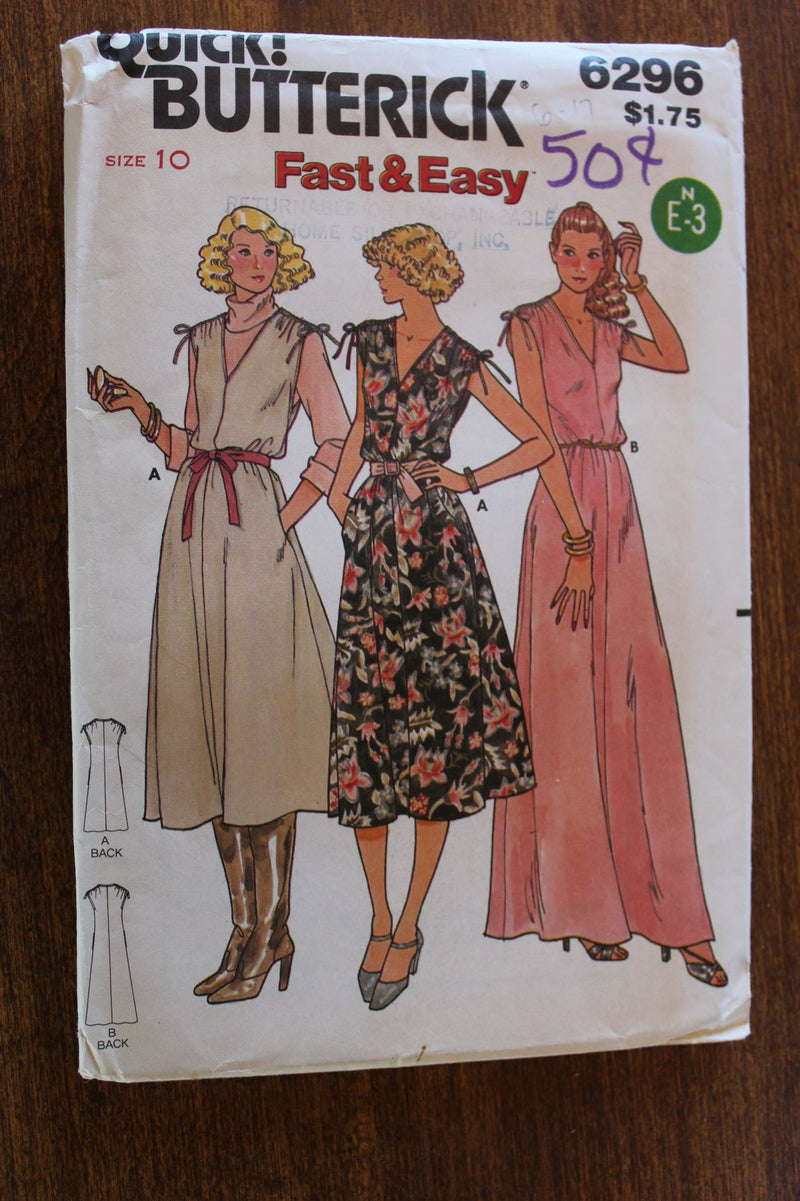Butterick 6296, Misses Dresses, Evening Wear, Uncut Sewing Pattern