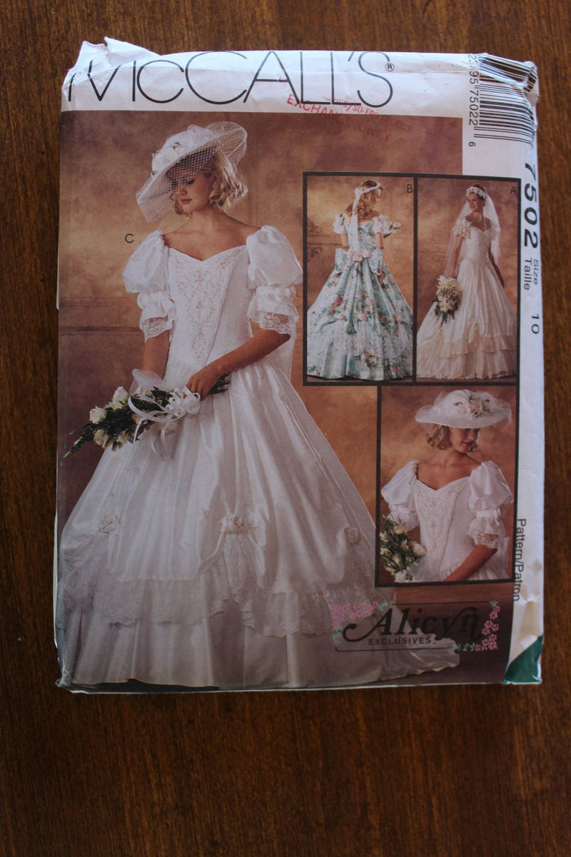 McCalls 7502, Misses Bridal Gowns, Bridesmaids Dresses, Uncut Sewing Patterns