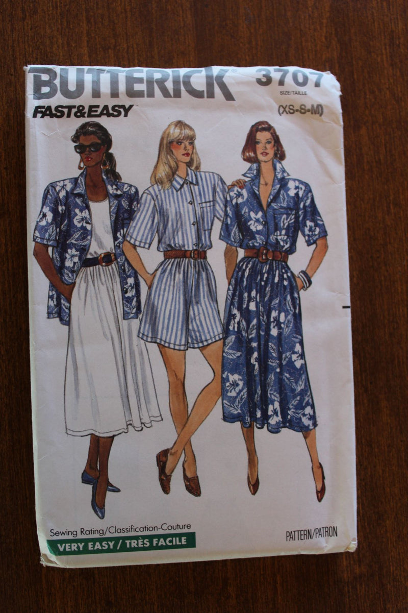 Butterick 3707, Misses Tops, Skirts, Shorts, Uncut Sewing Pattern