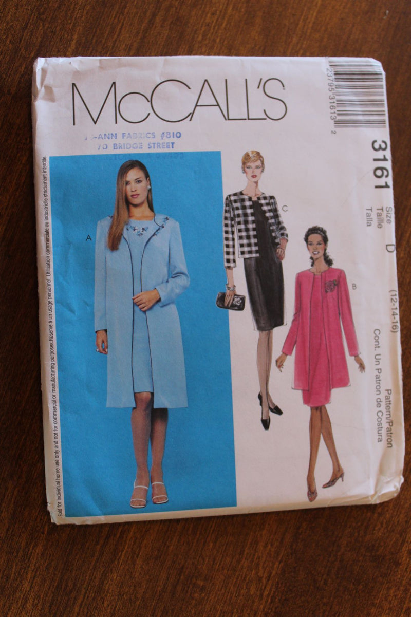 McCalls 3161, Misses Dress and Jacket, Petite-able, Uncut Sewing Pattern