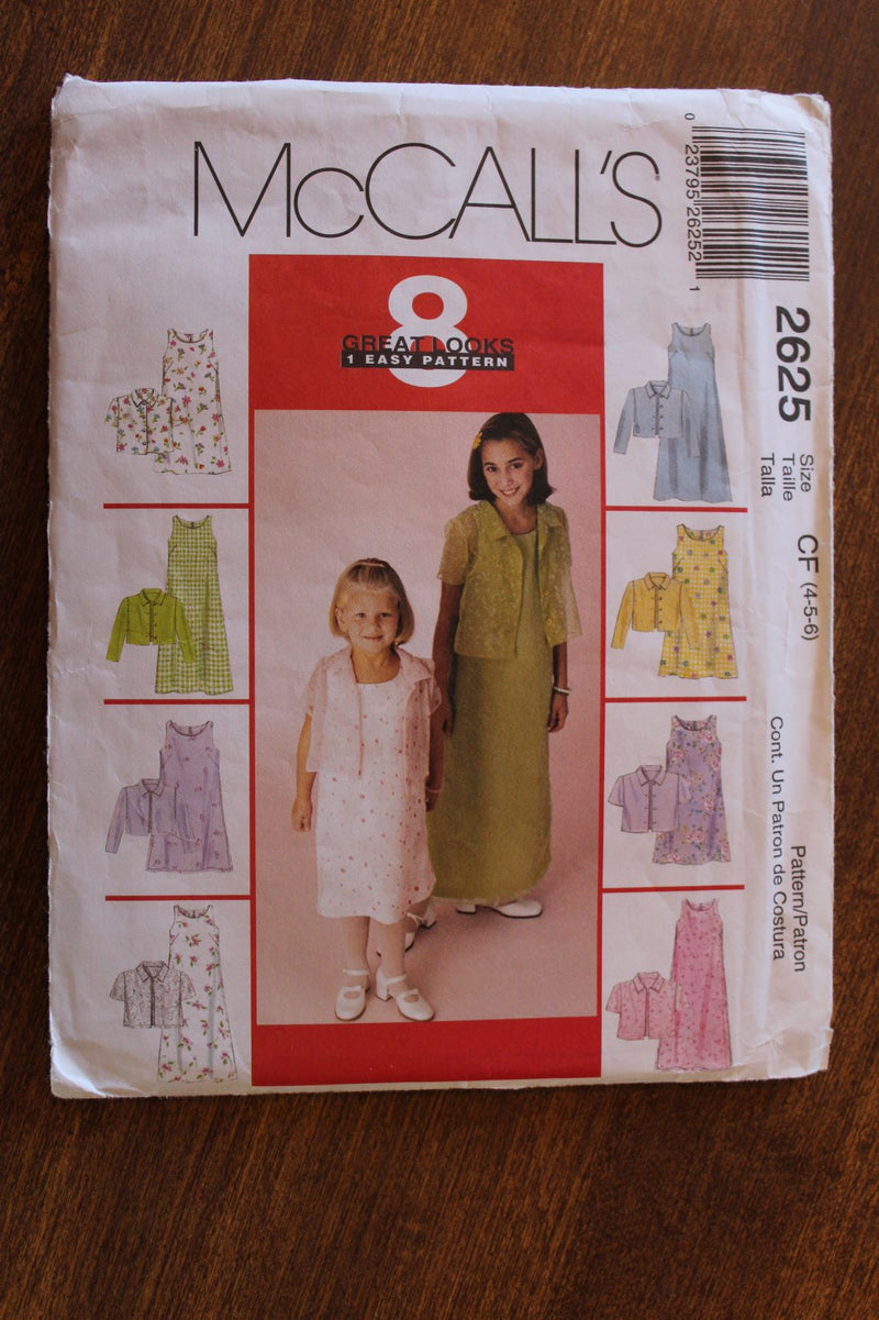 McCalls 2625, Girls Dresses with Jacket, Uncut Sewing Pattern