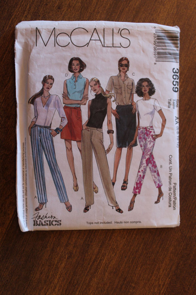 McCalls 3659, Misses Pants and Skirts, Uncut Sewing Pattern